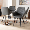 Baxton Studio Astrid Grey Upholstered and Black Metal 4-Piece Dining Chair Set 171-10794